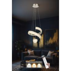 Avizemoda Milly Tekli Dimmer 3 Renk Ledli (Sarı-Beyaz-Gün Işığı) Modern Akrilik Avize -Krom