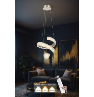 Avizemoda Milly Tekli Dimmer 3 Renk Ledli (Sarı-Beyaz-Gün Işığı) Modern Akrilik Avize -Krom