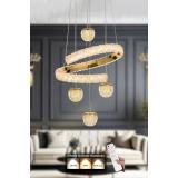 Avizemoda Milly 4'lü Dimmer Kumandalı 3 Renk Ledli (SARI-BEYAZ-GÜN IŞIĞI) Modern Akrilik Avize -gold