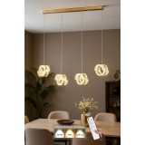 Avizemoda Savona 4 lü Yemek Masası Üstü Dim Kumandalı 3 Renk Ledli (Sarı-Beyaz-Gün Işığı) Akrilik Avize -Gold