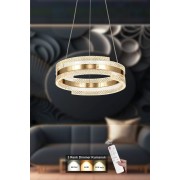 Avizemoda Savona 40 Cm Dimmer Kumandalı 3 Renk Ledli (SARI-BEYAZ-GÜN IŞIĞI) Modern Akrilik Avize -gold