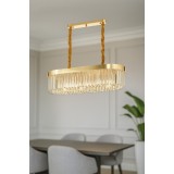 Avizemoda Desina 70x30'luk Kristal Taşlı Lüks Yemek Masası Üstü Avize - GOLD Kaplama