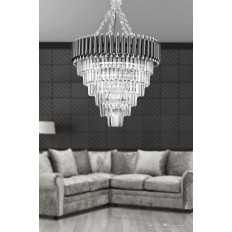 Avizemoda Palmira 60 Cm'lik Kristal Taşlı Lüks Avize 6'lı - (siyah-krom)