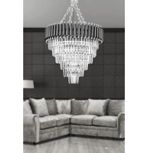 Avizemoda Palmira 60 Cm'lik Kristal Taşlı Lüks Avize 6'lı - (siyah-krom)