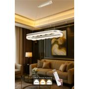 Avizemoda Estilo 100x30 cm Dimmer Kumandalı 3 Renk Ledli (Sarı-Beyaz-Gün Işığı) Modern Akrilik Avize -Gümüş