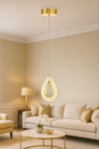 Avizemoda Dali Tekli Ledli Modern Lüks Sarkıt Avize (3 RENK LED; SARI-BEYAZ-GÜN IŞIĞI) - Gold
