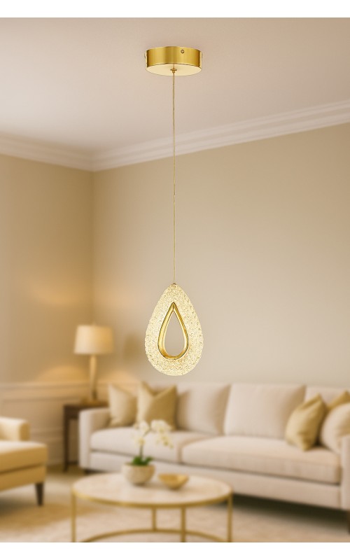 Avizemoda Dali Tekli Ledli Modern Lüks Sarkıt Avize (3 RENK LED; SARI-BEYAZ-GÜN IŞIĞI) - Gold