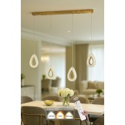 Avizemoda Dali 4'Lü Ledli Dim Kumandalı Modern Yemek Masası Üstü Avize (3 Renk Led; Sarı-Beyaz-Gün ışığı)-GOLD