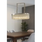 Avizemoda Desina 70x30'luk Kristal Taşlı Lüks Yemek Masası Üstü Avize - KROM Kaplama