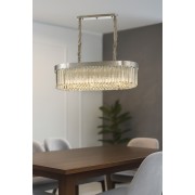 Avizemoda Desina 70x30'luk Kristal Taşlı Lüks Yemek Masası Üstü Avize - KROM Kaplama