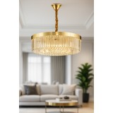 Avizemoda Desina 60 Cm'Lik Kristal Tabut Taşlı Salon Oturma Odası Lüks Avize - GOLD Kaplama