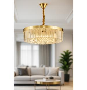 Avizemoda Desina 60 Cm'Lik Kristal Tabut Taşlı Salon Oturma Odası Lüks Avize - GOLD Kaplama