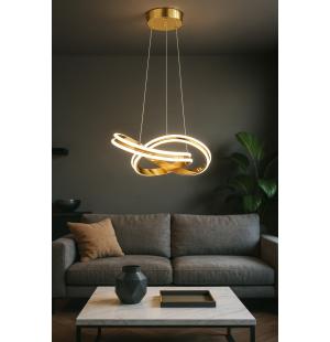Avizemoda Atom 40 cm Dimmer Kumandalı 3 Renk Ledli (Sarı-Beyaz-Gün Işığı) Modern Sarkıt Avize - Gold