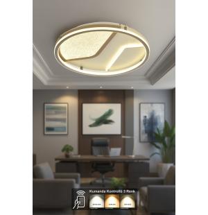Avizemoda Rubi Daire 3 Renk Ledli (SARI-BEYAZ-GÜN IŞIĞI) Kumandalı Modern Akrilik Plafonyer Armatür