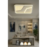 Avizemoda Rubi Kare 50x50 3 Renk Ledli (SARI-BEYAZ-GÜN IŞIĞI) Kumandalı Modern Akrilik Plafonyer Armatür