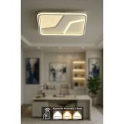 Avizemoda Rubi Kare 50x50 3 Renk Ledli (SARI-BEYAZ-GÜN IŞIĞI) Kumandalı Modern Akrilik Plafonyer Armatür