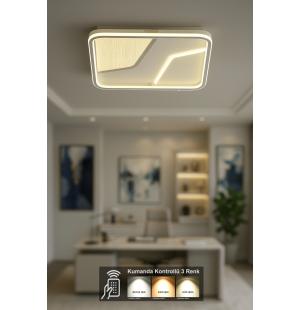 Avizemoda Rubi Kare 50x50 3 Renk Ledli (SARI-BEYAZ-GÜN IŞIĞI) Kumandalı Modern Akrilik Plafonyer Armatür
