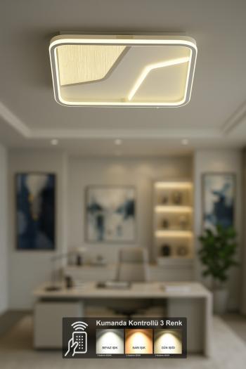 Avizemoda Rubi Kare 50x50 3 Renk Ledli (SARI-BEYAZ-GÜN IŞIĞI) Kumandalı Modern Akrilik Plafonyer Armatür