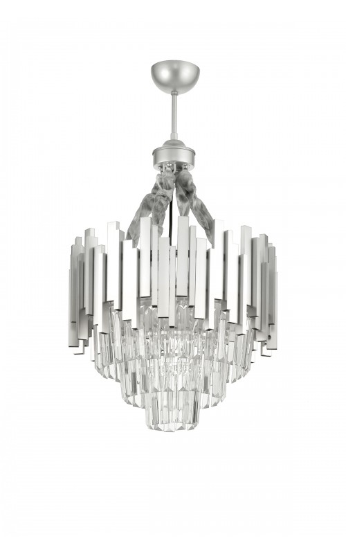 Avizemoda Sima 40 Cm'lik Kristal Cam Taşlı Lüks Avize - (gümüş Yaldız)