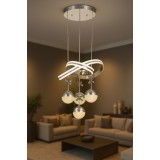 Avizemoda Atom 4'Lü Dimmer Kumandalı 3 Renk Ledli (Sarı-Beyaz-Gün Işığı) Modern Sarkıt Avize - Krom