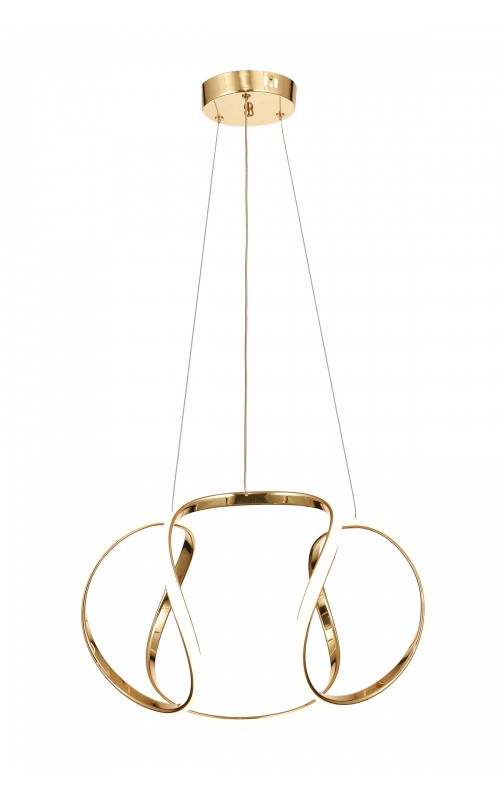 Avizemoda Vira 50 cm Dimmer Kumandalı 3 Renk Ledli (Sarı-Beyaz-Gün Işığı) Modern Sarkıt Avize - Gold