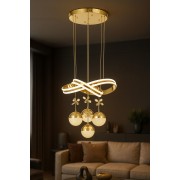 Avizemoda Atom 4'Lü Dimmer Kumandalı 3 Renk Ledli (Sarı-Beyaz-Gün Işığı) Modern Sarkıt Avize - Gold