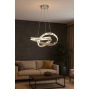 Avizemoda Atom 40 cm Dimmer Kumandalı 3 Renk Ledli (Sarı-Beyaz-Gün Işığı) Modern Sarkıt Avize - Krom