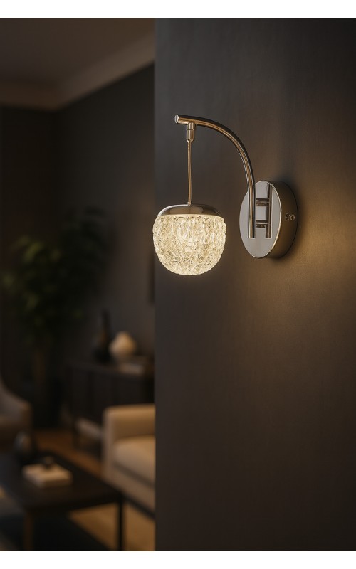 Avizemoda Milly Aplik 3 Renk Ledli (SARI-BEYAZ-GÜN IŞIĞI) Modern Akrilik Duvar Apliği -krom