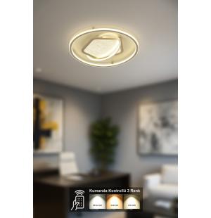 Avizemoda Pirlo Daire 3 Renk Ledli (SARI-BEYAZ-GÜN IŞIĞI) Kumandalı Modern Akrilik Plafonyer Armatür
