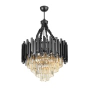 Avizemoda Sima 50 Cm'lik Kristal Cam Taşlı Lüks Avize - (Siyah Renk)