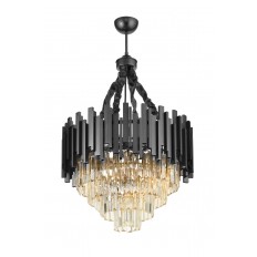 Avizemoda Sima 50 Cm'lik Kristal Cam Taşlı Lüks Avize - (Siyah Renk)