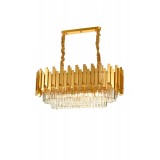 Avizemoda Sima 75x30 Cm'lik Kristal Cam Taşlı Lüks Yemek Masası Üstü Avize - (sarı Yaldız)