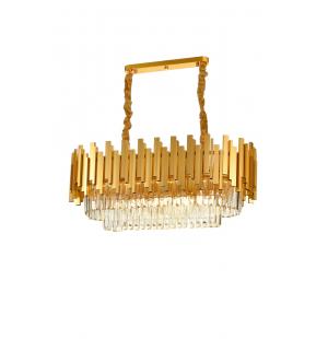 Avizemoda Sima 75x30 Cm'lik Kristal Cam Taşlı Lüks Yemek Masası Üstü Avize - (sarı Yaldız)