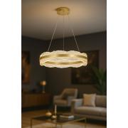 Avizemoda Toledo 60 cm Dim Kumandalı 3 Renk Ledli (Sarı-Beyaz-Gün Işığı) Modern Akrilik Avize -Sarı Yaldız