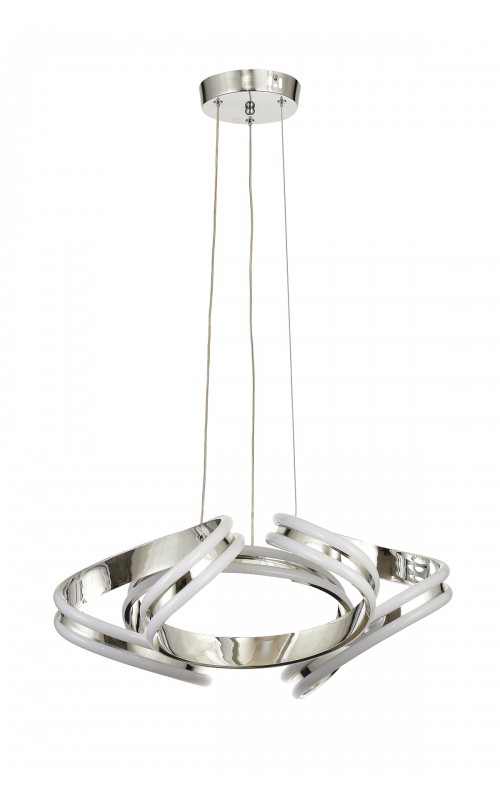 Avizemoda Salvo 50 cm Dimmer Kumandalı 3 Renk Ledli (Sarı-Beyaz-Gün Işığı) Modern Sarkıt Avize - Krom