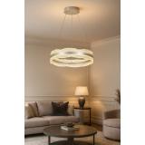 Avizemoda Toledo 50 cm Dim Kumandalı 3 Renk Ledli (Sarı-Beyaz-Gün Işığı) Modern Akrilik Avize -Silver