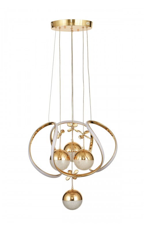 Avizemoda Vira 4'Lü Dimmer Kumandalı 3 Renk Ledli (Sarı-Beyaz-Gün Işığı) Modern Sarkıt Avize - Gold