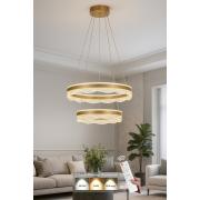 Avizemoda Estilo 2 Katlı Dim Kumandalı 3 Renk Ledli (Sarı-Beyaz-Gün Işığı) Modern Akrilik Avize -Sarı Yaldız