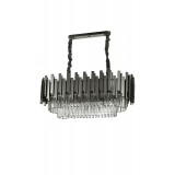 Avizemoda Sima 75x30 Cm'lik Kristal Cam Taşlı Lüks Yemek Masası Üstü Avize - (Siyah Renk)