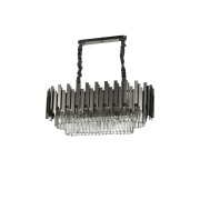 Avizemoda Sima 75x30 Cm'lik Kristal Cam Taşlı Lüks Yemek Masası Üstü Avize - (Siyah Renk)