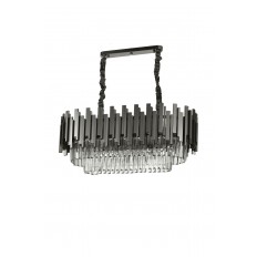 Avizemoda Sima 75x30 Cm'lik Kristal Cam Taşlı Lüks Yemek Masası Üstü Avize - (Siyah Renk)