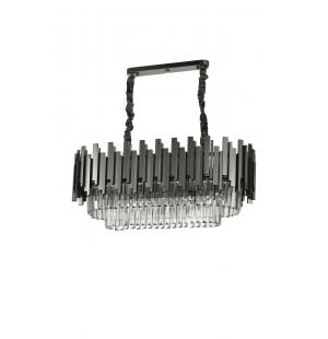 Avizemoda Sima 75x30 Cm'lik Kristal Cam Taşlı Lüks Yemek Masası Üstü Avize - (Siyah Renk)