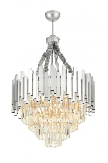Avizemoda Sima 50 Cm'lik Kristal Cam Taşlı Lüks Avize - (gümüş Yaldız)