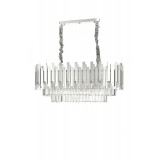 Avizemoda Sima 75x30 Cm'lik Kristal Cam Taşlı Lüks Yemek Masası Üstü Avize - (GÜMÜŞ YALDIZ)