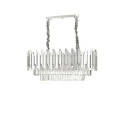 Avizemoda Sima 75x30 Cm'lik Kristal Cam Taşlı Lüks Yemek Masası Üstü Avize - (GÜMÜŞ YALDIZ)