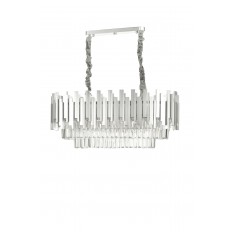 Avizemoda Sima 75x30 Cm'lik Kristal Cam Taşlı Lüks Yemek Masası Üstü Avize - (GÜMÜŞ YALDIZ)