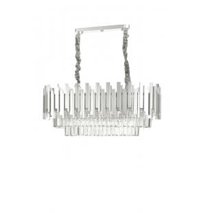 Avizemoda Sima 75x30 Cm'lik Kristal Cam Taşlı Lüks Yemek Masası Üstü Avize - (GÜMÜŞ YALDIZ)