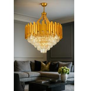 Avizemoda Sima 60 Cm'lik Kristal Cam Taşlı Lüks Avize - (sarı Yaldız)