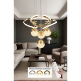 Avizemoda Felin 4'Lü Dimmer Kumandalı 3 Renk Ledli (Sarı-Beyaz-Gün Işığı) Modern Sarkıt Avize - Gold