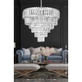 Avizemoda Lora 55 Cm'lik Kristal Cam Taşlı Lüks Avize - (gümüş Yaldız)